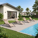 PURPLE LEAF Outdoor Chaise Lounge Chair  Patio Pool Lounger Bronze Aluminum Chairs with Side Table Adjustable Tanning Recliner for Outside Backyard Yard Deck Balcony Beach
