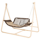 PURPLE LEAF Double Cloud Hanging Chair - Outdoor Patio Rattan Swing Chair with Cushion and Backrest.
