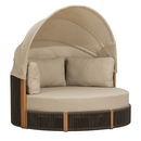 PURPLE LEAF Outdoor Round Daybed Chaise Lounge with Adjustable Canopy for Patio, Olefin fabric cover, thickened seat and back cushion, adjustable canopy, all weather aluminum frame, elegant wicker design