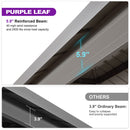 PURPLE LEAF Deck Gazebo Champagne Hardtop Metal Frame Double Roof with Curtains and Netting with Lights-clear