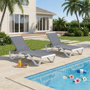 PURPLE LEAF Patio Chaise Lounge Chair Outdoor Plastic Textilene Sun Bathing Recliner Tanning Pool Lounger with 6 Adjustable Position for Outside Beach in-Pool Lawn Poolside