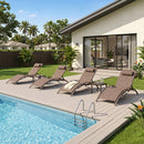 PURPLE LEAF Outdoor Chaise Lounge Chair  Patio Pool Lounger Bronze Aluminum Chairs with Side Table Adjustable Tanning Recliner for Outside Backyard Yard Deck Balcony Beach