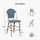 OPEN BOX I PURPLE LEAF French Counter Height Bar Height Stool Set of 2, Patio Bar Chairs with Back Rattan, French Bistro Set