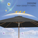 PURPLE LEAF Premium Teak‑Finish Aluminum Frame Outdoor Patio Market Umbrella with Rope Pulley Lift