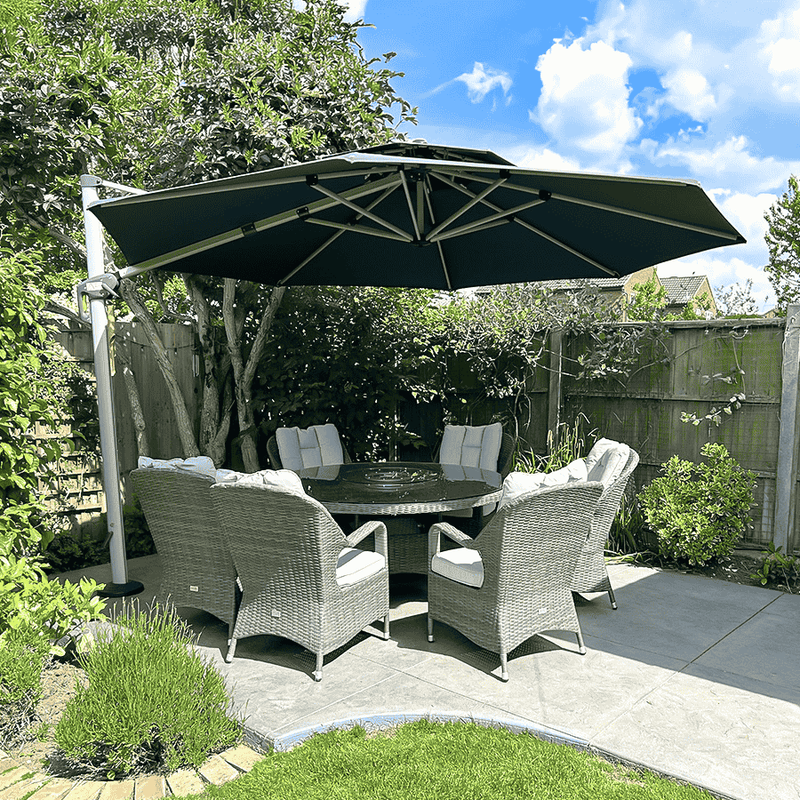 PURPLE LEAF Round Cantilever Patio Umbrella Heavy Duty Umbrella for Porch Garden Pool