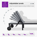 PURPLE LEAF Outdoor Chaise Lounge Chairs Set Recliner Aluminum Adjustable Chair with Wheels and Table for Poolside Beach Patio Reclining Sunbathing Lounger