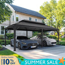 PURPLE LEAF Outdoor Metal Carport with Grey Steel Roof and Aluminum Frame Protective Shelter