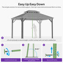 Gazebo reinforcement support rod installation guide with steps for height adjustment and securing.