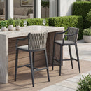 PURPLE LEAF Outdoor Bar Stool Set of 2 Aluminum Frame Bar Chair with Cushion and Back Kitchen Island Bar Stools