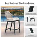 PURPLE LEAF Outdoor Bar Stools Wicker Rattan Bar Stools with Back Aluminum Outside Garden Patio Bar Chairs