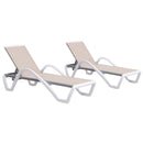 Two outdoor chaise lounge chairs with adjustable positions, Textilene fabric