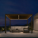 PURPLE LEAF Caesar Solar Louvered Pergola with LED Strip Lights and Control Panel Aluminum Outdoor Pergola with Adjustable Roof for Patio Deck Garden Yard Bronze