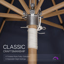 PURPLE LEAF Premium Teak‑Finish Aluminum Frame Outdoor Patio Market Umbrella with Rope Pulley Lift
