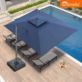 PURPLE LEAF 9'X12' SUNBRELLA Premium Fabric Patio Cantilever Grey Aluminum Spectrum Indigo Umbrella – UV 50+ professional, heavy-duty sun protection that blocks UV rays impeccably. Paired with matching loungers in the same color, savor cool and leisurely moments by the pool.
