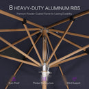 PURPLE LEAF Premium Teak‑Finish Aluminum Frame Outdoor Patio Market Umbrella with Rope Pulley Lift