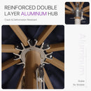 PURPLE LEAF Premium Teak‑Finish Aluminum Frame Outdoor Patio Market Umbrella with Rope Pulley Lift