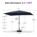 PURPLE LEAF Black Frame Outdoor Market Umbrellas Yard Tilting Patio Table Umbrella with Base