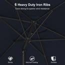 PURPLE LEAF Black Frame Outdoor Market Umbrellas Yard Tilting Patio Table Umbrella with Base