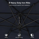PURPLE LEAF Black Frame Outdoor Market Umbrellas Yard Tilting Patio Table Umbrella with Base