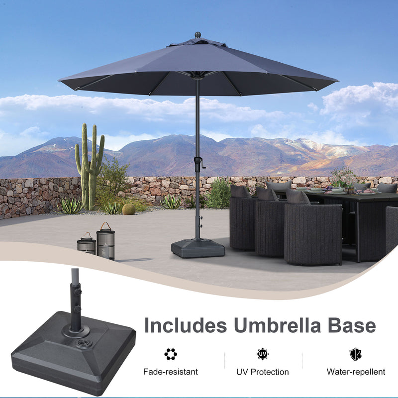 PURPLE LEAF Aluminum Patio Table Umbrella Heavy Duty Market Umbrella with Base