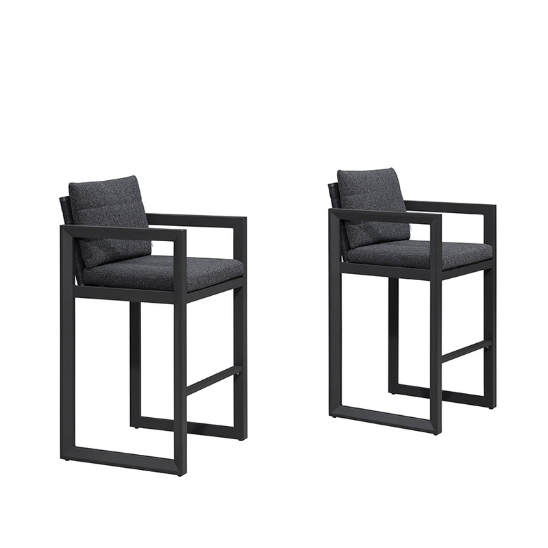 PURPLE LEAF Outdoor Bar Stools Set of 2 Modern Aluminum Barstools with Stainless Removable Cushion Patio Bar Stool for Kitchen Outside Island Backyard