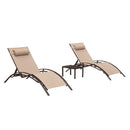 PURPLE LEAF Outdoor Chaise Lounge Chair  Patio Pool Lounger Bronze Aluminum Chairs with Side Table Adjustable Tanning Recliner for Outside Backyard Yard Deck Balcony Beach