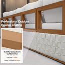 PURPLE LEAF Griffin L-shaped patio set: white cushions, wood frame, aluminum with outdoor powder coating for durability.