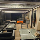 PURPLELEAF waterproof warm white strip lights on louvered pergola.