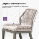 PURPLE LEAF Bar Stools Set of 4 Outdoor Aluminum Barstools with Back Modern Wicker Rattan Boho Garden Pool Patio Bar Chairs