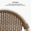 PURPLE LEAF French Counter Height Bar Height Stool Set of 2, Patio Bar Chairs with Back Rattan, French Bistro Set