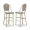 PURPLE LEAF French Counter Height Bar Height Stool Set of 2, Patio Bar Chairs with Back Rattan, French Bistro Set