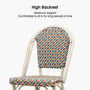 PURPLE LEAF French Counter Height Bar Height Stool Set of 2, Patio Bar Chairs with Back Rattan, French Bistro Set