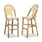 PURPLE LEAF French Counter Height Bar Height Stool Set of 2, Patio Bar Chairs with Back Rattan, French Bistro Set