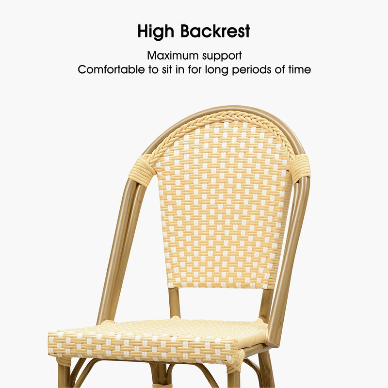 PURPLE LEAF French Counter Height Bar Height Stool Set of 2, Patio Bar Chairs with Back Rattan, French Bistro Set