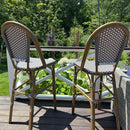 PURPLE LEAF French Counter Height Bar Height Stool Set of 2, Patio Bar Chairs with Back Rattan, French Bistro Set