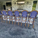 PURPLE LEAF French Counter Height Bar Height Stool Set of 2, Patio Bar Chairs with Back Rattan, French Bistro Set