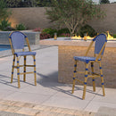 PURPLE LEAF French Counter Height Bar Height Stool Set of 2, Patio Bar Chairs with Back Rattan, French Bistro Set