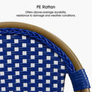 PURPLE LEAF French Counter Height Bar Height Stool Set of 2, Patio Bar Chairs with Back Rattan, French Bistro Set