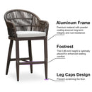 PURPLE LEAF Outdoor Bar Stools Set of 2 Rattan Bar Stools Counter Stools with Back and Cushions  for Patio, Garden, Kitchen