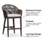 PURPLE LEAF Outdoor Bar Stools Set of 2 Rattan Bar Stools Counter Stools with Back and Cushions  for Patio, Garden, Kitchen