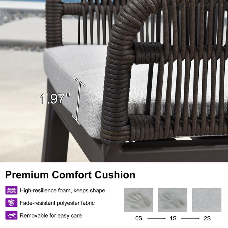 PURPLE LEAF Outdoor Bar Stools Set of 2 Rattan Bar Stools Counter Stools with Back and Cushions  for Patio, Garden, Kitchen