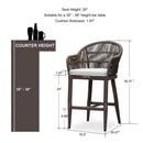 PURPLE LEAF Outdoor Bar Stools Set of 2 Rattan Bar Stools Counter Stools with Back and Cushions  for Patio, Garden, Kitchen