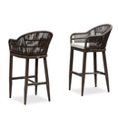 PURPLE LEAF Outdoor Bar Stools Set of 2 Rattan Bar Stools Counter Stools with Back and Cushions  for Patio, Garden, Kitchen