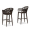 PURPLE LEAF Outdoor Bar Stools Set of 2 Rattan Bar Stools Counter Stools with Back and Cushions  for Patio, Garden, Kitchen