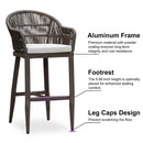 PURPLE LEAF Outdoor Bar Stools Set of 2 Rattan Bar Stools Counter Stools with Back and Cushions  for Patio, Garden, Kitchen