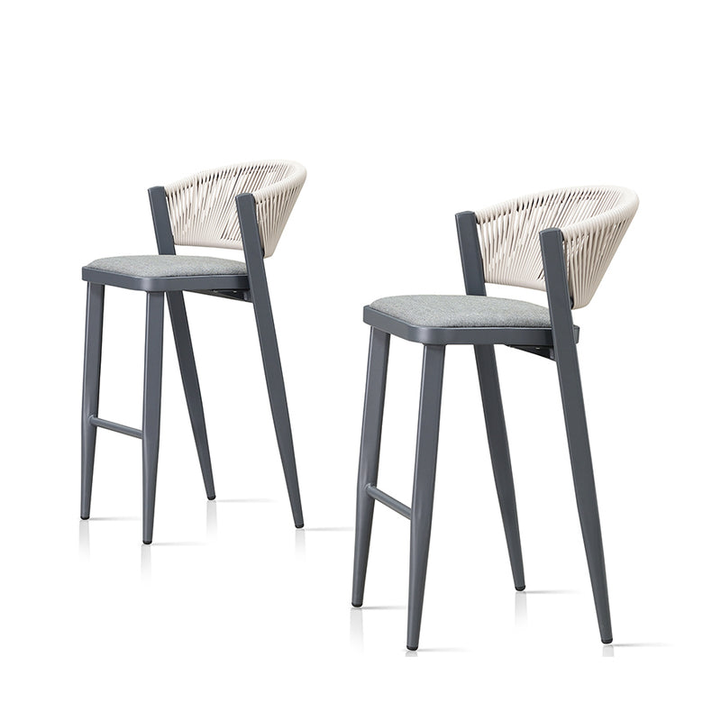 PURPLE LEAF Counter Height Bar Stool Set of 2 Outdoor Stool Chair with Footrest Patio Bar Height Stools Rattan Barstools for Outdoor or Indoor