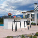 PURPLE LEAF Counter Height Bar Stool Set of 2 Outdoor Stool Chair with Footrest Patio Bar Height Stools Rattan Barstools for Outdoor or Indoor