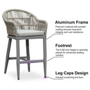 PURPLE LEAF Outdoor Bar Stools Set of 2 Rattan Bar Stools Counter Stools with Back and Cushions  for Patio, Garden, Kitchen