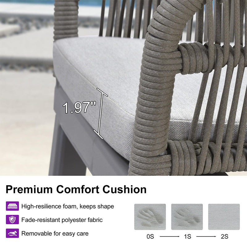 PURPLE LEAF Outdoor Bar Stools Set of 2 Rattan Bar Stools Counter Stools with Back and Cushions  for Patio, Garden, Kitchen