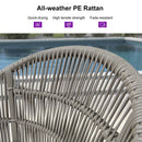 PURPLE LEAF Outdoor Bar Stools Set of 2 Rattan Bar Stools Counter Stools with Back and Cushions  for Patio, Garden, Kitchen